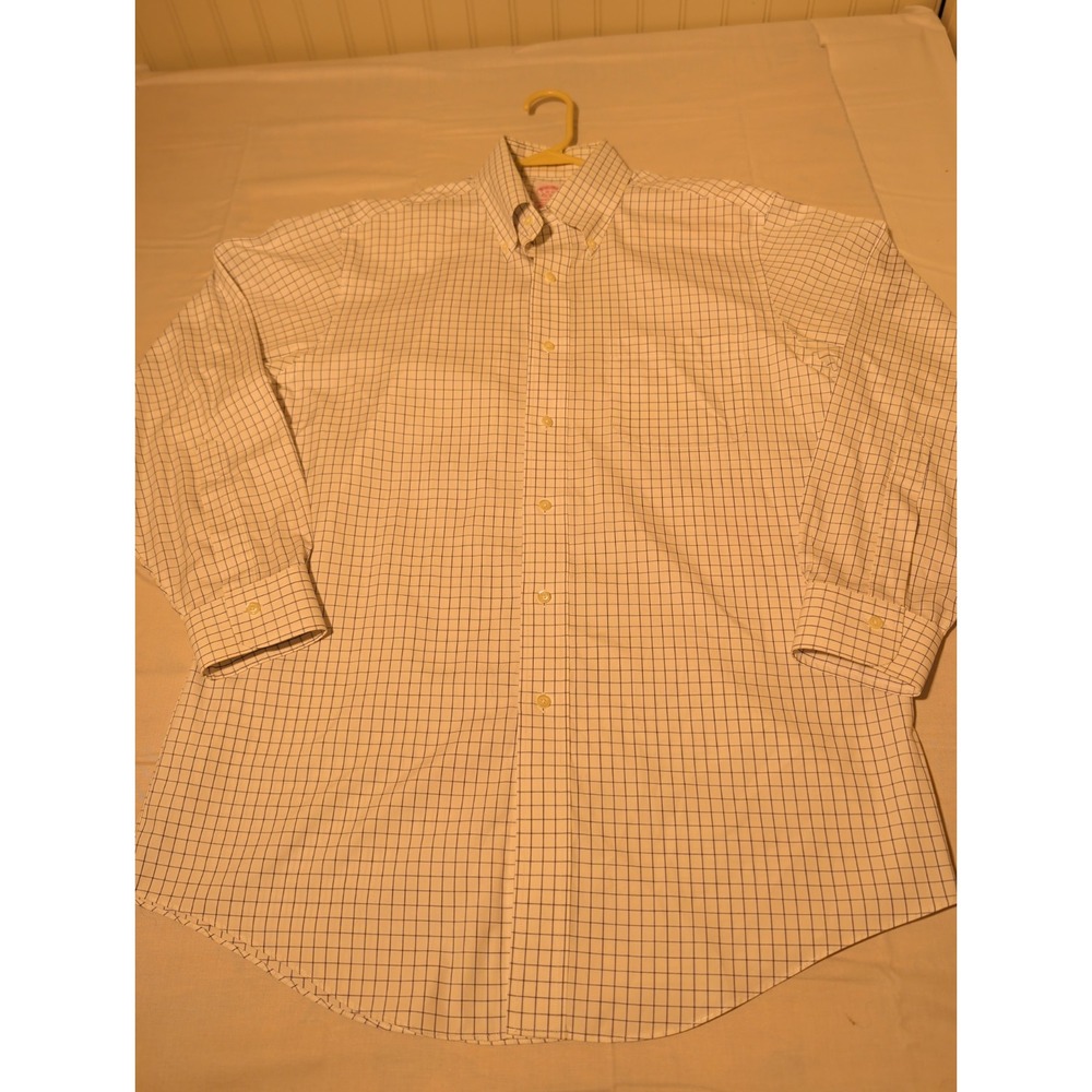 Brooks Brothers Shirt Mens 15-32 Madison Fit Non Iron Supima Cotton Plaid Blue
